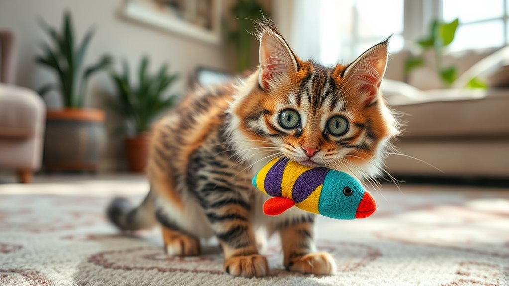 cat behavior toy meowing