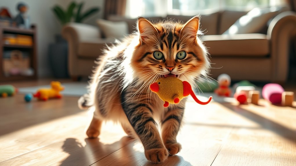 cat s affectionate toy offering