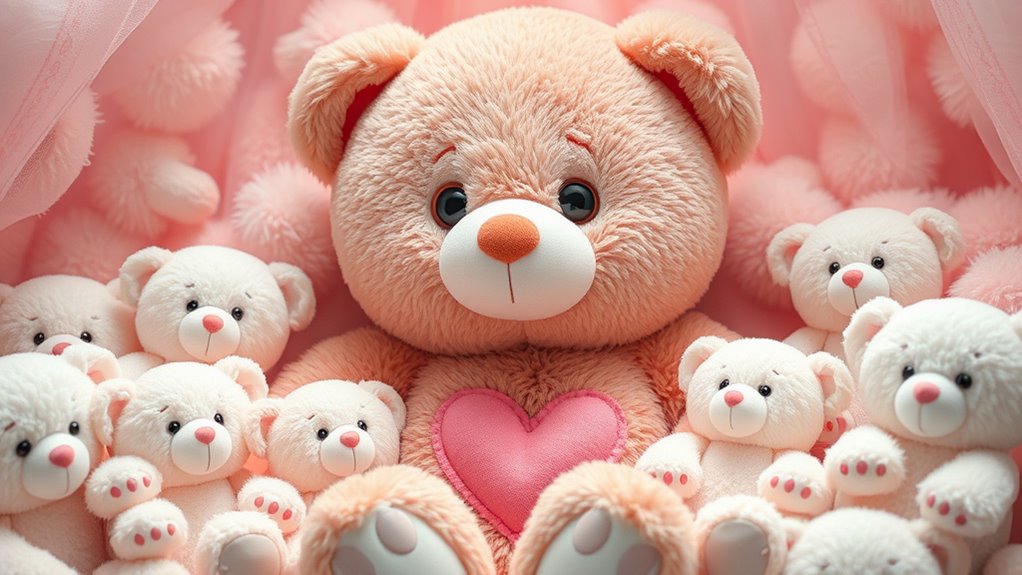 charming pink heart teddy