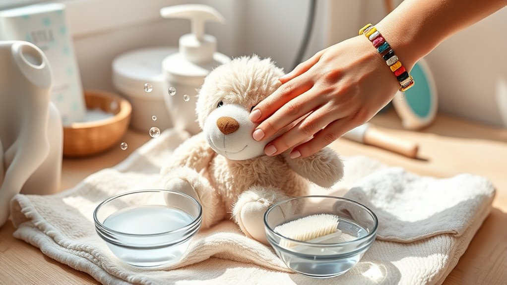 cleaning a plush toy