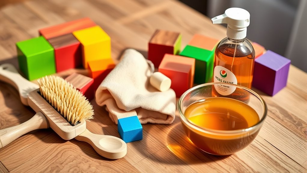 cleaning wooden toy blocks