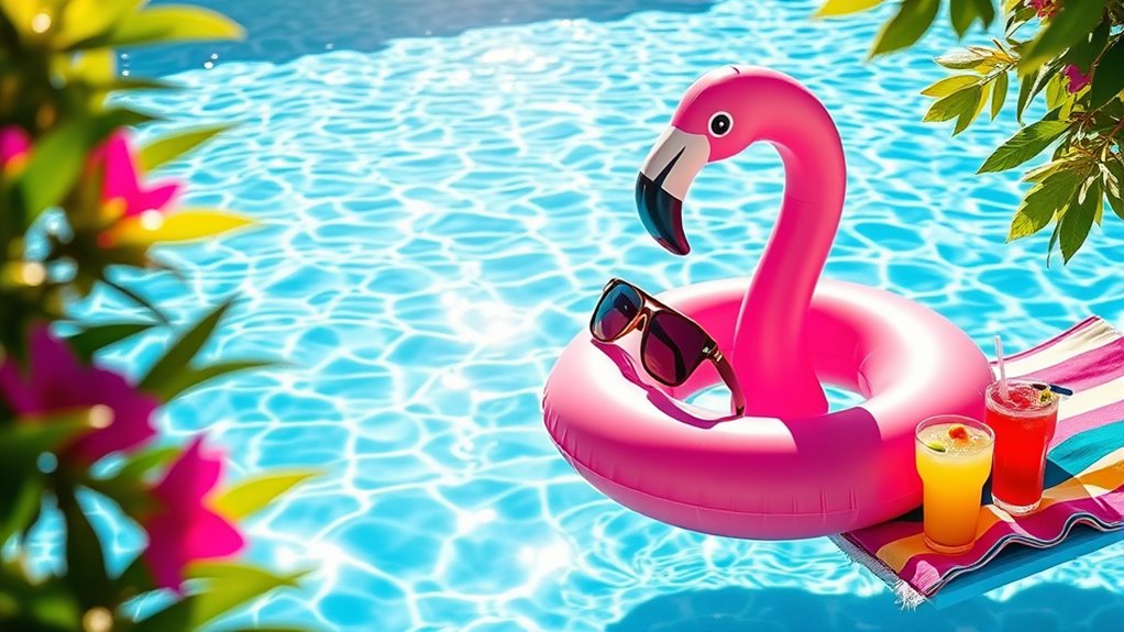 fun inflatable flamingo float