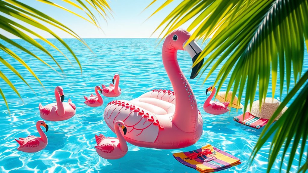 glamorous flamingo pool floats