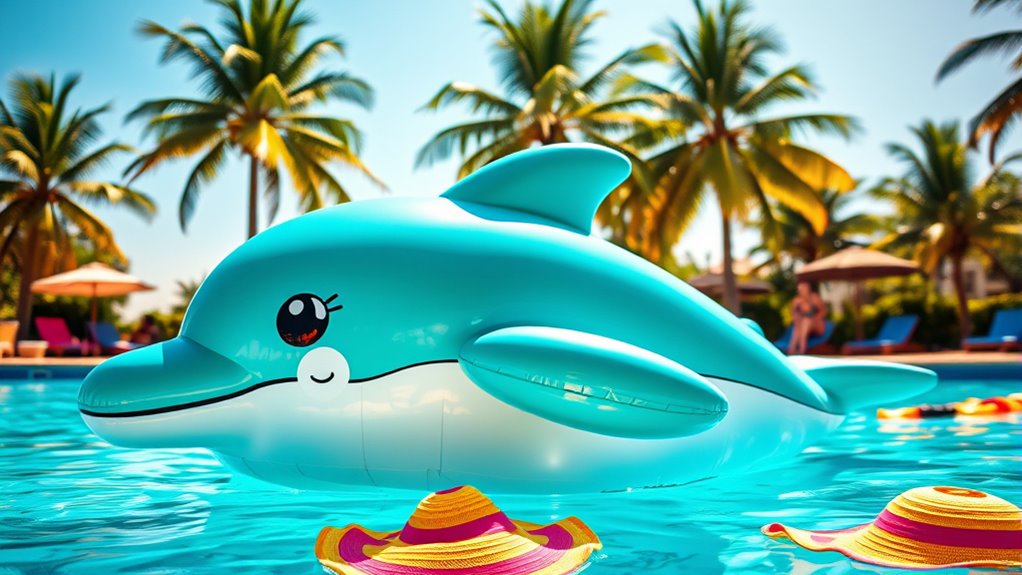 whimsical inflatable dolphin float